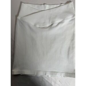 OQQ Women white Ribbed Mini Skirt High Waisted Bodycon Athletic Casual Size M
